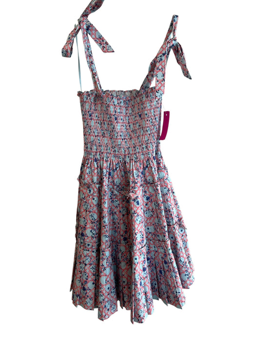 Hill House Size XS Pink & Multi Cotton Sleeveless Floral Print Synched Hem Dress Pink & Multi / XS