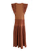 Ulla Johnson Size 2 Rust Polyester & Cotton Ribbed Scoop Neck Pleats Dress Rust / 2
