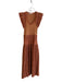 Ulla Johnson Size 2 Rust Polyester & Cotton Ribbed Scoop Neck Pleats Dress Rust / 2