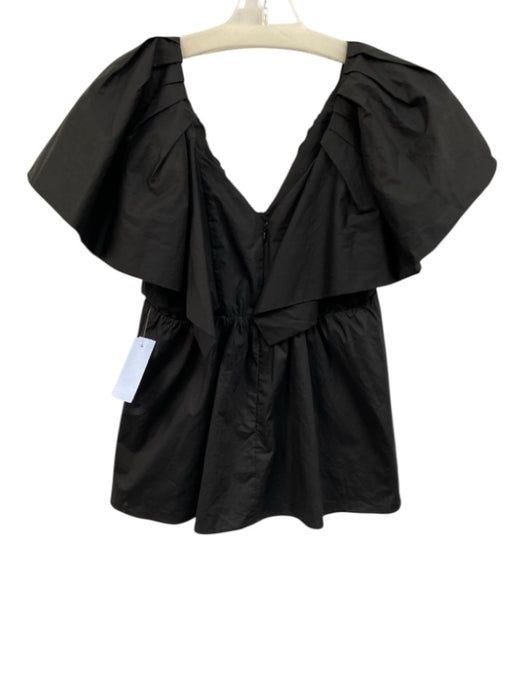 Hyacinth House Size XS Black Polyester & Cotton Short Sleeve Gathered V Neck Top Black / XS