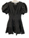 Simkhai Size 0 Black Polyester & Nylon Short Puff Sleeve V Neck Pleated Dress Black / 0