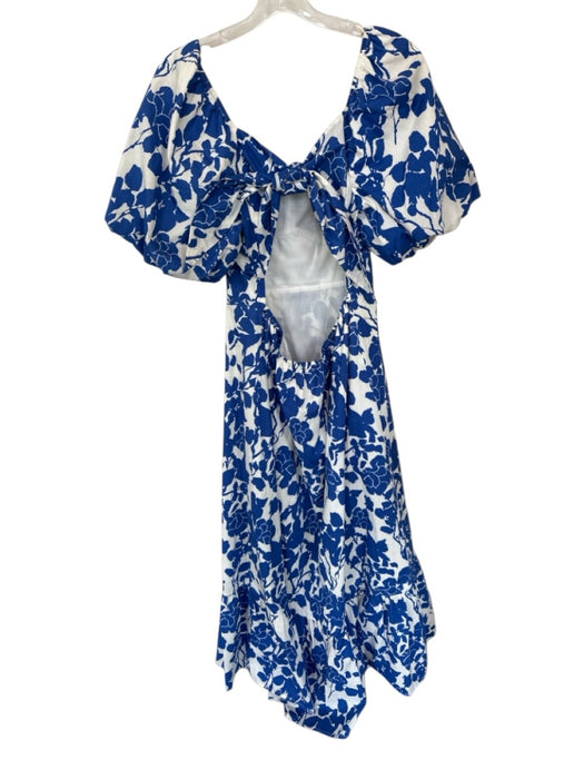 Hyacinth House Size M White & Blue Cotton 3/4 Balloon Sleeve Flowers Maxi Dress White & Blue / M