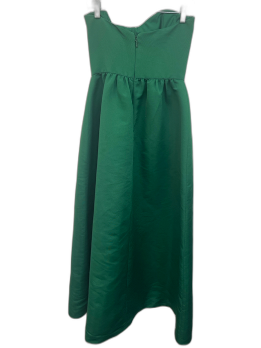 Amsale Size 6 Green Polyester Strapless Bow Gathered Waist Full Length Gown Green / 6