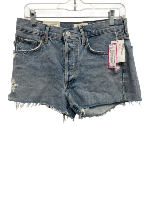 Agolde Size 27 Light Wash Cotton Denim Raw Hem Button Fly Cutoff Shorts Light Wash / 27
