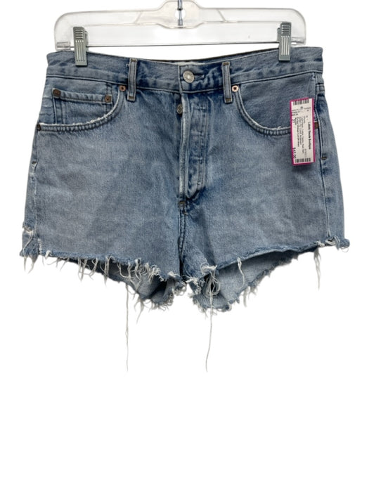 Agolde Size 27 Light Wash Cotton Denim Raw Hem Button Fly Cutoff Shorts Light Wash / 27