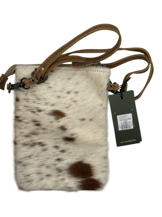 Myra Bag Cream & Brown Pony Hair Leather Strap Zip Close Crossbody Bag Cream & Brown / S
