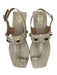 Vince Camuto Shoe Size 10 Cream Leather Croc Embossed Studded Toe Strap Sandals Cream / 10