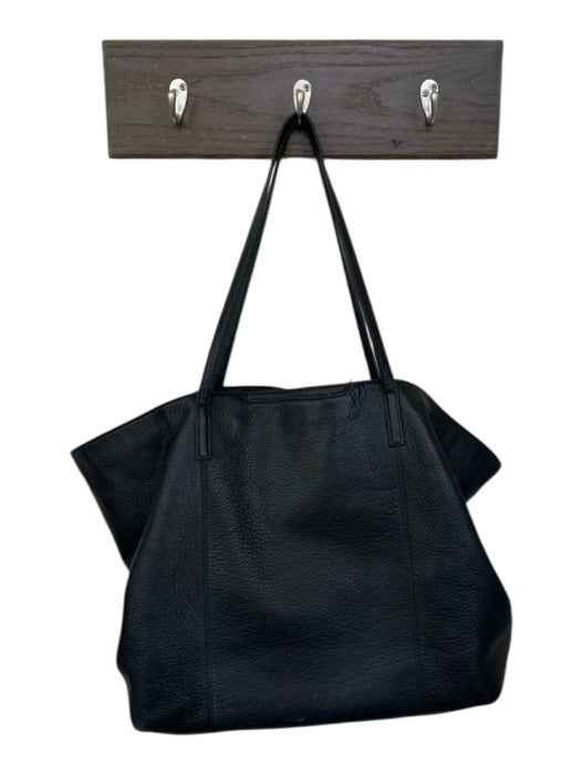 Hobo Black Leather Top Handles Magnetic Close Tote Bag Black / L