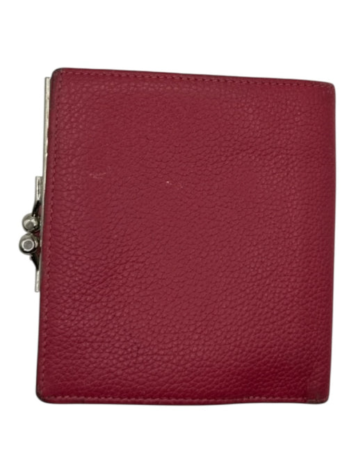 Longchamp Magenta Leather Bi-Fold Kiss Lock Wallets Magenta