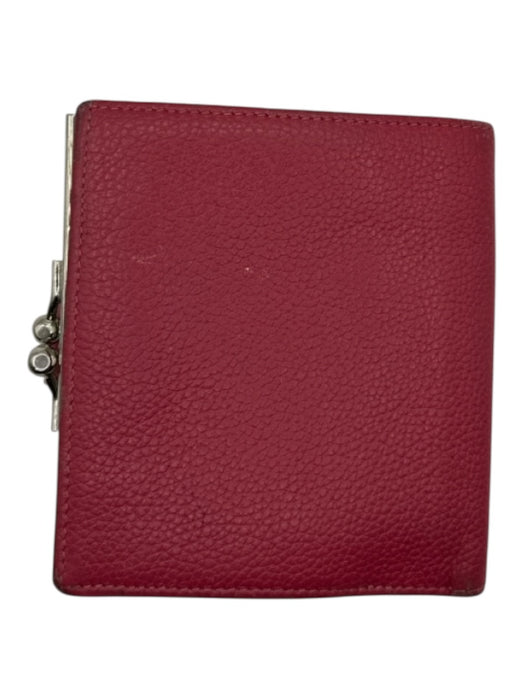 Longchamp Magenta Leather Bi-Fold Kiss Lock Wallets Magenta