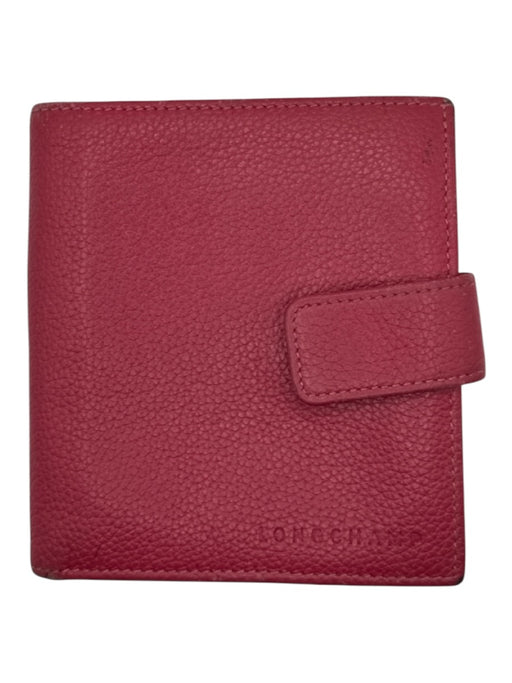 Longchamp Magenta Leather Bi-Fold Kiss Lock Wallets Magenta
