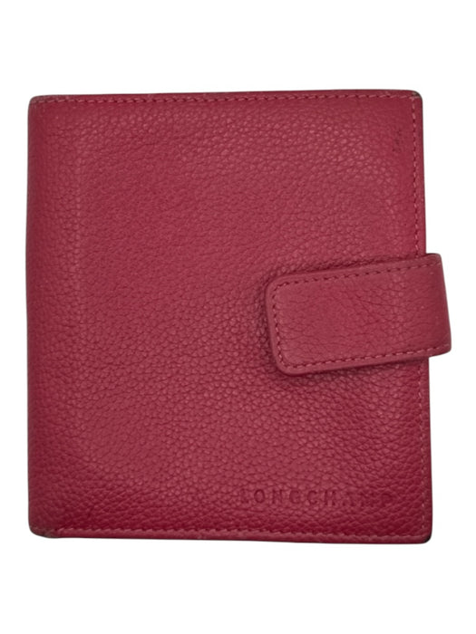 Longchamp Magenta Leather Bi-Fold Kiss Lock Wallets Magenta