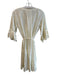 Ella Moss Size XS Ivory Cotton 3/4 Sleeve Round Neck Lace Detail Waist Tie Dress Ivory / XS