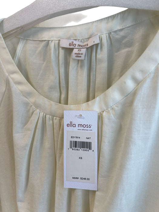 Ella Moss Size XS Ivory Cotton 3/4 Sleeve Round Neck Lace Detail Waist Tie Dress Ivory / XS