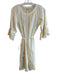 Ella Moss Size XS Ivory Cotton 3/4 Sleeve Round Neck Lace Detail Waist Tie Dress Ivory / XS