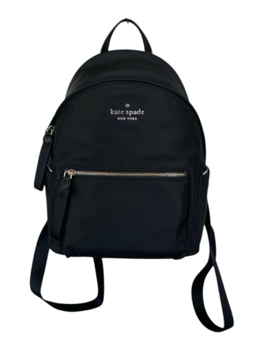 Kate Spade Black & Gold Nylon Front Zip Side Pocket Top Handle Straps Backpack Black & Gold