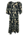 Ba&sh Size 1 Black & Cream Beige Cotton 1/2 Balloon Sleeve Abstract Print Dress Black & Cream Beige / 1