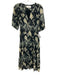 Ba&sh Size 1 Black & Cream Beige Cotton 1/2 Balloon Sleeve Abstract Print Dress Black & Cream Beige / 1