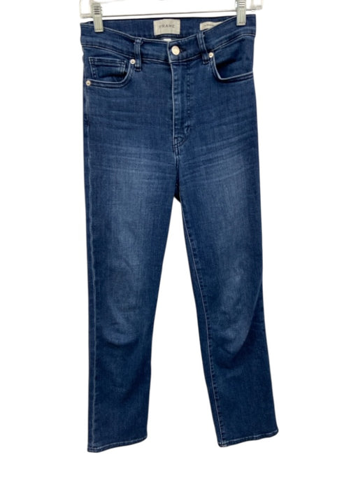 Frame Size 26 Dark Wash Cotton High Rise Straight Zip Fly Jeans Dark Wash / 26