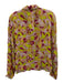 Allison Size S Pink, Yellow, Purple Cotton Long Sleeve Button Up Collar Top Pink, Yellow, Purple / S