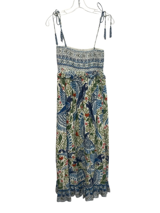 Farm Rio Size Small Blue, Green, Red Cotton Spaghetti Strap Parrot Print Dress Blue, Green, Red / Small