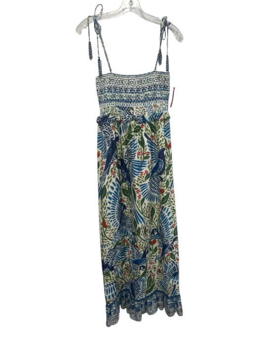 Farm Rio Size Small Blue, Green, Red Cotton Spaghetti Strap Parrot Print Dress Blue, Green, Red / Small
