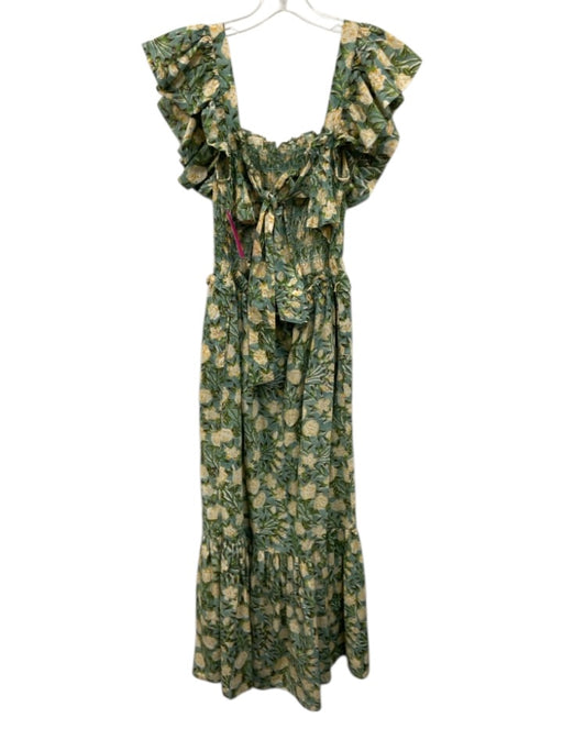 Anna Cate Size XS Blue, Green, Yellow Cotton Ruffle Cap Sleeve Floral Dress Blue, Green, Yellow / XS