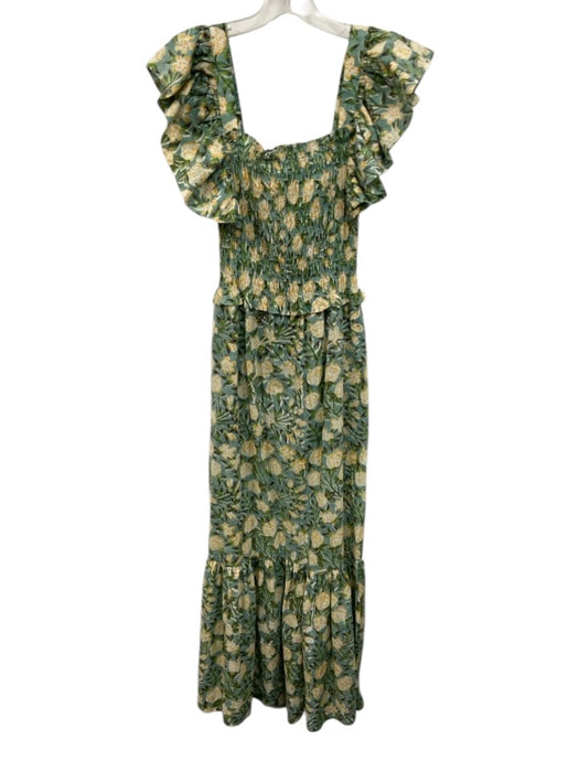 Anna Cate Size XS Blue, Green, Yellow Cotton Ruffle Cap Sleeve Floral Dress Blue, Green, Yellow / XS