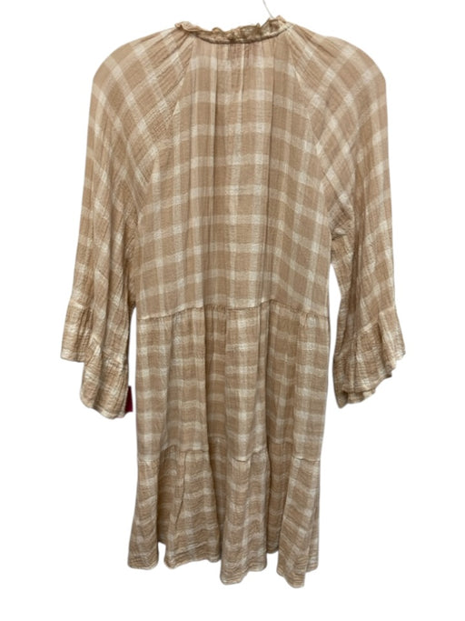 Show Me Your Mumu Size Medium Beige & White Long Sleeve Buffalo Check Dress Beige & White / Medium
