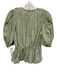 Anna Cate Size XS Cream White & Green Cotton Striped 1/2 Puff Sleeve V Neck Top Cream White & Green / XS