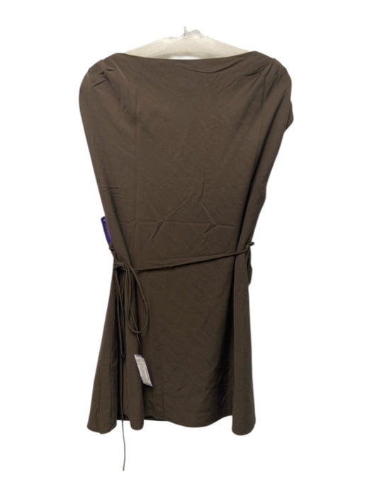 Dissh Size 6 Brown Modal Blend Cap Sleeve Boat Neck Pleat Detail Draped Dress Brown / 6