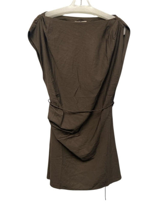Dissh Size 6 Brown Modal Blend Cap Sleeve Boat Neck Pleat Detail Draped Dress Brown / 6