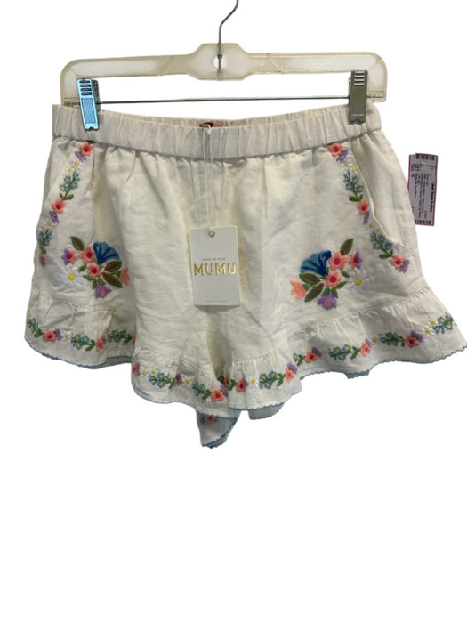 Show Me Your Mumu Size S White & Multi Cotton & Linen Tie Front Short Set White & Multi / S