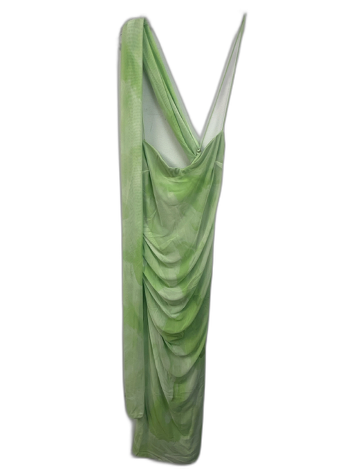 Zara Size M Lime Green Polyester Tie Dye Mesh Overlay Gathered Dress Lime Green / M