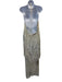 Rotate Size L / 40 Silver & Cream Polyester Blend Sequin Fringe Backless Dress Silver & Cream / L / 40