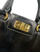 Prada Black Patent Leather Gold Tone Hardware Double Handle contrast stitch Bag Black / S/M