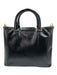 Prada Black Patent Leather Gold Tone Hardware Double Handle contrast stitch Bag Black / S/M