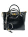 Prada Black Patent Leather Gold Tone Hardware Double Handle contrast stitch Bag Black / S/M