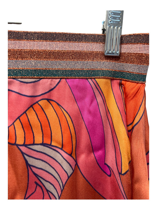 Oliphant Size S Coral & Multi Viscose Paisley Side Zip Elastic Waist Maxi Skirt Coral & Multi / S