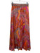 Oliphant Size S Coral & Multi Viscose Paisley Side Zip Elastic Waist Maxi Skirt Coral & Multi / S