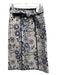 Marie Oliver Size 4 White & Navy Blue Cotton Quilted Floral Midi Belt Inc Skirt White & Navy Blue / 4