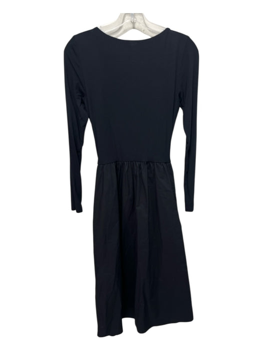 Rails Size Small Black Modal Blend Long Sleeve Mixed Fabric Gathered Midi Dress Black / Small