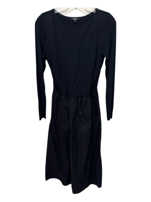 Rails Size Small Black Modal Blend Long Sleeve Mixed Fabric Gathered Midi Dress Black / Small