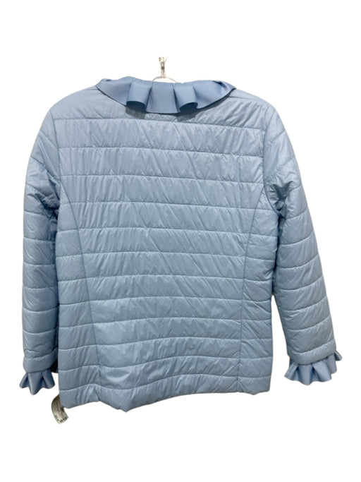 Patty Kim Size S Light Blue Nylon Ruffle Detail Long Sleeve Button Front Jacket Light Blue / S