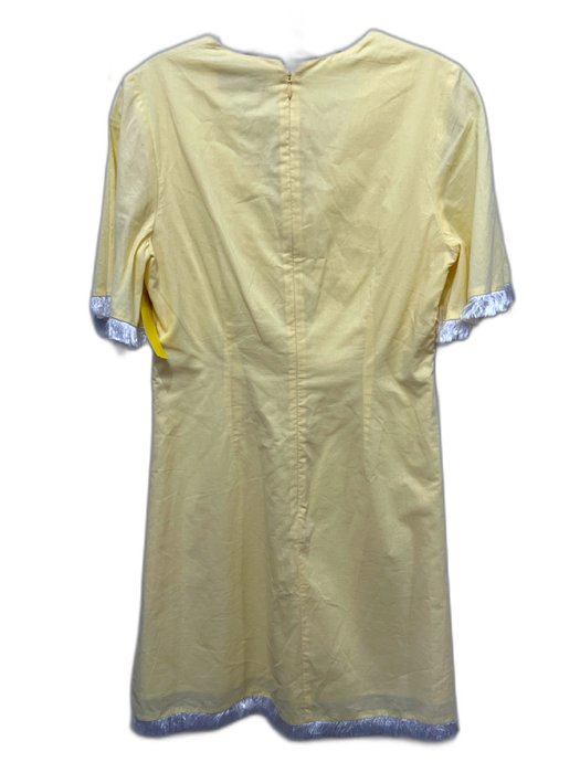 Anna Cate Size XS Yellow & White Cotton Short Sleeve Ginkgo Leaves Dress Yellow & White / XS