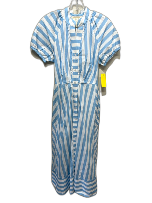Sail To Sable Size XS Light blue & white Cotton Blend Short Sleeve Striped Dress Light blue & white / XS