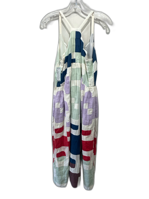 Sea New York Size XS Green, Purple, Multi Cotton Sleeveless Quilted V Neck Dress Green, Purple, Multi / XS