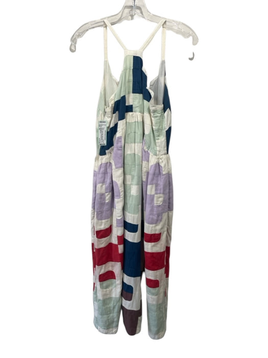 Sea New York Size XS Green, Purple, Multi Cotton Sleeveless Quilted V Neck Dress Green, Purple, Multi / XS