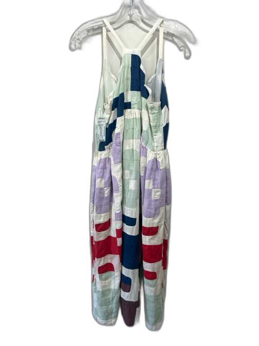 Sea New York Size XS Green, Purple, Multi Cotton Sleeveless Quilted V Neck Dress Green, Purple, Multi / XS
