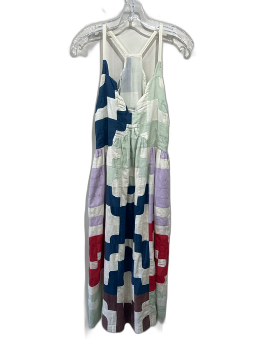 Sea New York Size XS Green, Purple, Multi Cotton Sleeveless Quilted V Neck Dress Green, Purple, Multi / XS